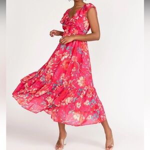 NWT Flying Tomato floral red maxi dress with ruffles size large